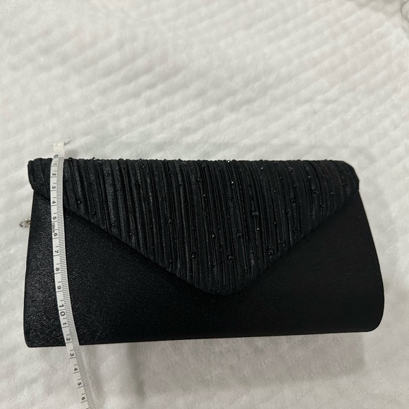 Black Clutch, Ruched Design with Rhinestones. brand new condition, never used. - Picture 6 of 7